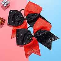 Deeka 10 Pcs Rhinestones Two Toned Large Cheer Hair Bows 7 Glitter Cheer Ponytail Holder Handmade For Teen Girls Softball Cheer