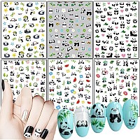 Panda Nail Art Stickers Cartoon Bear Nail Selfadhesive Sticker Design Holographic Cute Bear Flowers Leaf Nail Art Decals Supp