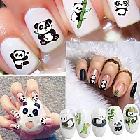 Panda Nail Art Stickers Cartoon Bear Nail Selfadhesive Sticker Design Holographic Cute Bear Flowers Leaf Nail Art Decals Supp