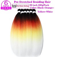 Pre Stretched Braiding Hair Extensions 30 Inch 6 Packs Long Professional Crochet Twist Braids Hair High Temperature Synthetic Fi