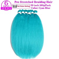 Pre Stretched Braiding Hair Extensions 30 Inch 6 Packs Long Professional Crochet Twist Braids Hair High Temperature Synthetic Fi