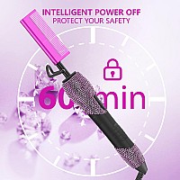 Dan Technology 500 Hot Comb Electric For Wigs Diamond Heating Comb 60 Min Autooff 7 Temperatures Adjustable Purple Hot Comb