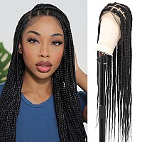 Kalyss 360 Hd Full Lace Braided Wigs For Women Knotless Braided Wig With Baby Hair Black Human Hair Blended Lace Front Box Braid