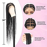 Kalyss 360 Hd Full Lace Braided Wigs For Women Knotless Braided Wig With Baby Hair Black Human Hair Blended Lace Front Box Braid