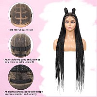 Kalyss 360 Hd Full Lace Braided Wigs For Women Knotless Braided Wig With Baby Hair Black Human Hair Blended Lace Front Box Braid