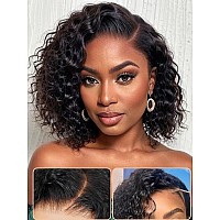 Julia Hair 12 Inch Short Bob Wigs Human Hair Glueless Wigs Pre Plucked For Beginners Water Wave Pre Cut Lace Bob Wig 12A Brazili