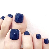 Outyua Glossy Toenails Short Square Press On Tonail Cute Solid False Toe Nails Summer Feet Fake Nails With Designs For Women And