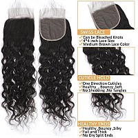 Brazilian Virgin Water Wave 3 Bundles With Closure 100 Unprocessed Human Hair Wet And Wavy Bundles With 4X4 Free Part Lace Clos