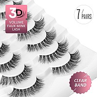 Onlyall Natural Eyelashes Mink False Eyelashes Natural Wispy Lashes Soft Clear Band Lashes Fluffy False Lashes 14Mm A11