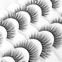 Natural Lashes False Eyelashes Wispy Natural Faux Mink Lashes Jiocolor 7 Pairs Light Volume Fake Eye Lashes Dj15