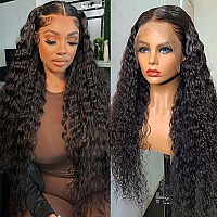 Aveiyce 13X6 Deep Wave Lace Front Wigs Human Hair Pre Plucked 180 Density Hd Transparent Deep Curly Glueless Lace Frontal Wigs