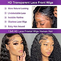 Aveiyce 13X6 Deep Wave Lace Front Wigs Human Hair Pre Plucked 180 Density Hd Transparent Deep Curly Glueless Lace Frontal Wigs