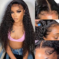 Aveiyce 13X6 Hd Transparent Deep Wave Lace Front Wigs Human Hair Pre Plucked 180 Density Deep Curly Lace Frontal Wigs Human Hai