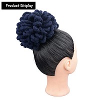 Kgbfass Blue Locs Ponytail Drawstring Buns Curly Loc Petal Bun Dreadlock Ponytail Braided Faux Locs Bun Clip In On Braids Ponyta