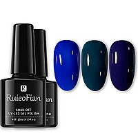 Bingbrush 3 Pcs Gel Nail Polish Kit 10Ml Navy Blue Gel Polish Natural Nail Lacquer Long Lasting High Shine Soak Off Gel Polish