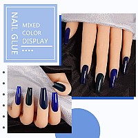 Bingbrush 3 Pcs Gel Nail Polish Kit 10Ml Navy Blue Gel Polish Natural Nail Lacquer Long Lasting High Shine Soak Off Gel Polish