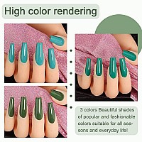 Bingbrush 3 Pcs Gel Nail Polish Kit 10Ml Green Gel Polish Natural Nail Lacquer Long Lasting High Shine Soak Off Gel Polish Set