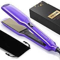 Wavytalk Hair Straightener, 1.75 Inch Titanium Flat Iron for Hair with 290?-450? Temperature, Wide Flat Iron with Dual Voltage & Floating Plates, Hair Straightener for Thick Hair, Classic Purple