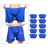 10 Pcs Disposable Underwear, Men Disposable 100% Cotton Underwear Travel Boxer Briefs Wearable Shorts, Men Boxer Shorts For Beauty Salon Fleece Breathable Underwear Underpants, Blue