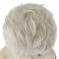 Gnimegil Short Platinum White Wig Curly Natural Hairstyles Layered Hair Synthetic Old Lady Costume Party Wigs For Women Mommy Ha