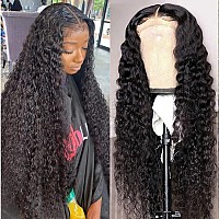 Kiss Love Deep Wave Closure Wig Human Hair Hd Transparent Glueless Wigs Human Hair Pre Plucked Bleached Knots 4X4 Lace Front Wig