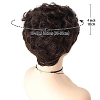 Gnimegil Short Dark Brown Curly Wigs With Fuffly Bangs For Women Synthetic Hair Wavy Cosplay Wigs For Daily Party Usedark Brown