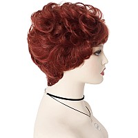 Gnimegil Fashion Wig Short Curly Hair Wigs For Women Red Wig With Bangs Synthetic Wigs Fluffy Cosplay Wig Halloween Costume Part