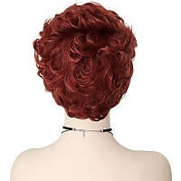 Gnimegil Fashion Wig Short Curly Hair Wigs For Women Red Wig With Bangs Synthetic Wigs Fluffy Cosplay Wig Halloween Costume Part