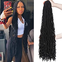 30Inch Soft New Faux Locs Colorful Long Goddess Locs Crochet Hair Natural Pre Looped Natural Crochet Braid Curly Wave Braiding H