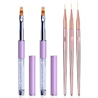 Silpecwee 5Pcs Ombre Nail Brush Nail Detail Brush Nail Art Brushes Nail Design Brushes Nail Painting Liner Brush For Acrylic Nai