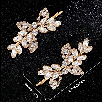 Waydress 4 Pieces Rhinestone Hair Clip Set Leaf Wedding Hairpin Bridal Hair Accessories For Women Girls Gold Rhinestone Styl