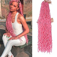 Leeven Pink Soft Locs 36 Inch Crochet Braids Hair 7 Pakcs Distressed Faux Locs Long Boho Goddess Locs Natural Butterfly Locs Cur