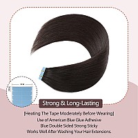 Sunya Tape In Hair Extensions Human Hair Black 24 Inches Straight Tape In Real Human Hair Seamless Skin Weft Tape In Hair Extens