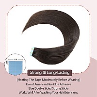 Sunya Tape In Hair Extensions Human Hair 22 Inches Dark Brown Straight Tape In Real Human Hair Seamless Skin Weft Tape In Hair E