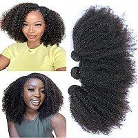 Feibin Mongolian Afro Kinky Curly Bundles Human Hair Bundles 8 10 12 Inches 4B 4C Afro Kinky Bulk Human Hair Virgin Hair Curly W