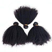 Feibin Mongolian Afro Kinky Curly Bundles Human Hair Bundles 8 10 12 Inches 4B 4C Afro Kinky Bulk Human Hair Virgin Hair Curly W