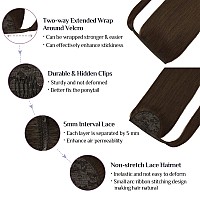 Doores Hair Extensions Ponytail Extension Human Hair Chocolate Brown 18 Inch 80G Clip In Human Hair Extensions Straight Natural