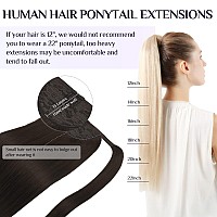 Doores Hair Extensions Ponytail Extension Human Hair Chocolate Brown 18 Inch 80G Clip In Human Hair Extensions Straight Natural