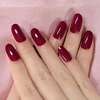 Medium Length Purple Red Press On Nails Glossy Oval False Nails Fake Fingernails Art Tips Set For Party Daily Office Diy