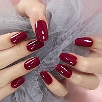 Medium Length Purple Red Press On Nails Glossy Oval False Nails Fake Fingernails Art Tips Set For Party Daily Office Diy