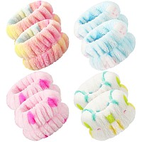 Chuangdi 4 Pairs Wrist Spa Wrist Bands For Washing Face Microfiber Wrist Wash Towel Band Scrunchies Absorbent Wrist Sweatband Fo