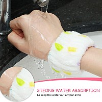 Chuangdi 4 Pairs Wrist Spa Wrist Bands For Washing Face Microfiber Wrist Wash Towel Band Scrunchies Absorbent Wrist Sweatband Fo