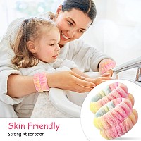 Chuangdi 4 Pairs Wrist Spa Wrist Bands For Washing Face Microfiber Wrist Wash Towel Band Scrunchies Absorbent Wrist Sweatband Fo