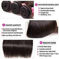 Yisea Brazilian Straight Hair Bundles With Lace Frontal 14 16 1814 Frontal 100 Unprocessed Human Hair 3 Bundles With 13X4 La