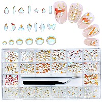 Nibiru 3830Pcs Aurora Multi Shapes Rhinestones Glass Diamonds Kit For Nail Art Jewels Decorationshiny Flatback Mix Size With Wa