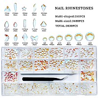 Nibiru 3830Pcs Aurora Multi Shapes Rhinestones Glass Diamonds Kit For Nail Art Jewels Decorationshiny Flatback Mix Size With Wa