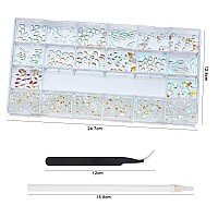 Nibiru 3830Pcs Aurora Multi Shapes Rhinestones Glass Diamonds Kit For Nail Art Jewels Decorationshiny Flatback Mix Size With Wa