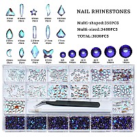 Nibiru 3830Pcs Purple Multi Shapes Rhinestones Glass Diamonds Kit For Nail Art Jewels Decorationshiny Flatback Mix Size With Wa