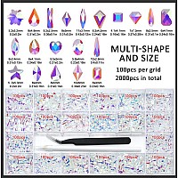 Nibiru 2000Pcs Ab Multi Shapes Rhinestones Glass Gems Kit For Nail Art Jewels Decorationshiny Flatback Mix Size With Wax Pen