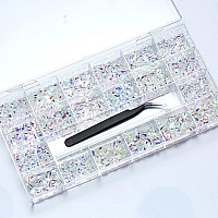 Nibiru 2000Pcs Ab Multi Shapes Rhinestones Glass Gems Kit For Nail Art Jewels Decorationshiny Flatback Mix Size With Wax Pen